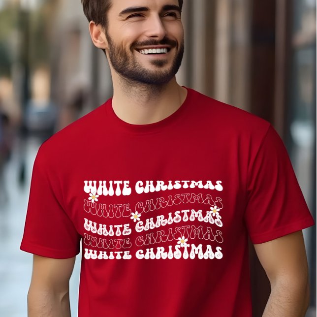 Camiseta Texto ondulado Natal branco (Criador carregado)