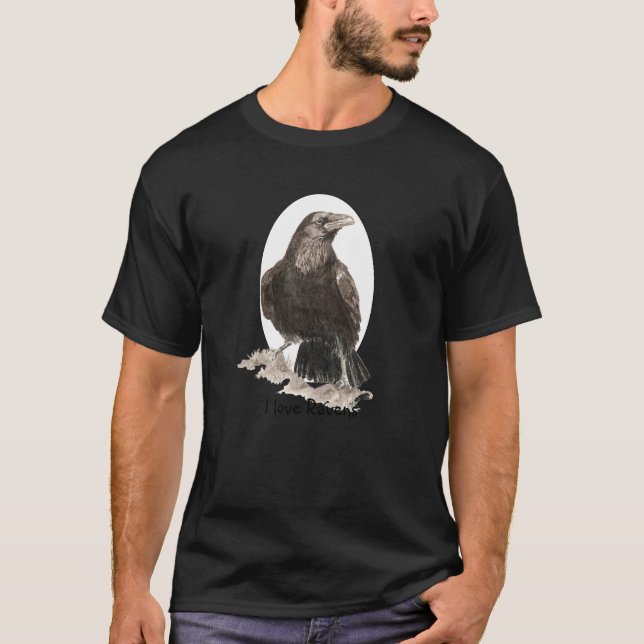 Camiseta Texto Personalizado Adoro Ravens, Pássaros, Nature (Frente)