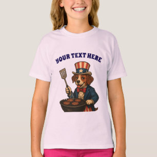 Camiseta Texto Personalizado Americano Pup Grelhando Churra