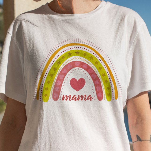 Camiseta Texto Personalizado Boho Watercolor Arco-Íris Cora (Criador carregado)