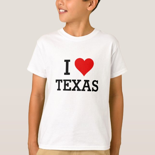 Camiseta Texto Personalizado Clássico I Love Texas Red Hear (Frente)