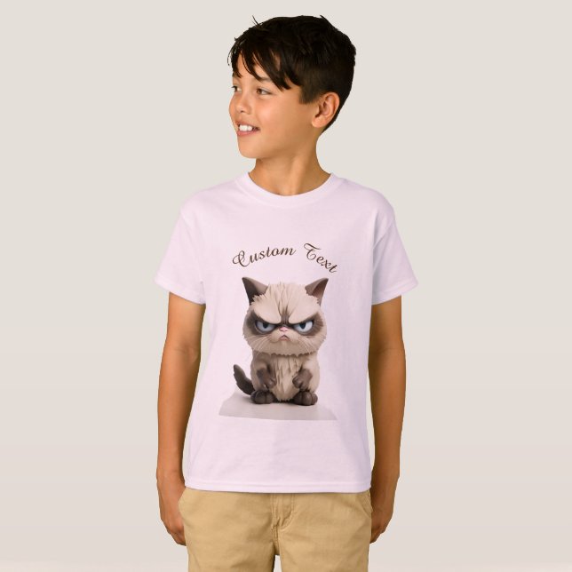 Camiseta Texto Personalizado com Cat Grumpy (Frente Completa)