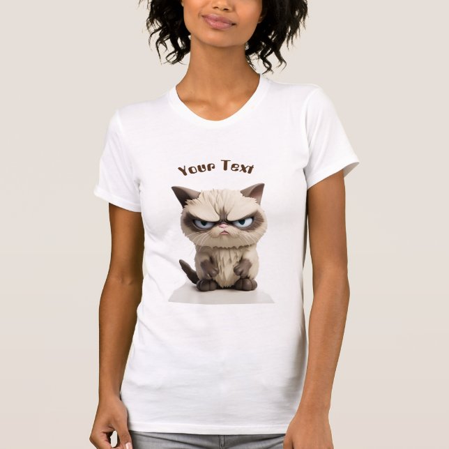 Camiseta Texto Personalizado com Cat Grumpy (Frente)