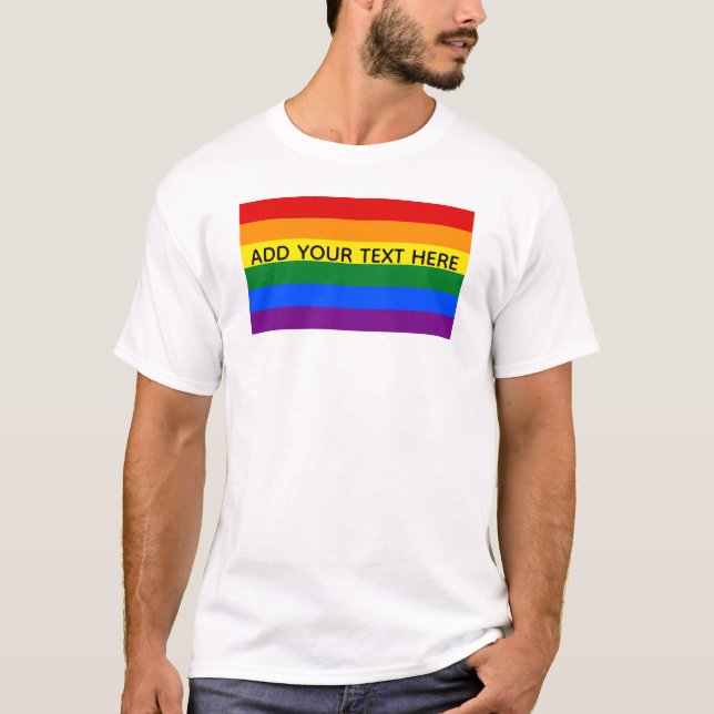 Camiseta Texto Personalizado da Faixa orgulho gay LGBT Arco (Frente)