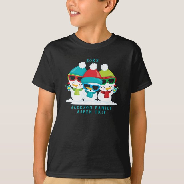 Camiseta Texto Personalizado da Família Winter de Natal par (Frente)