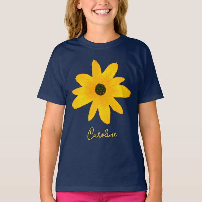 Camiseta Texto Personalizado da Flor de Girassol do País Am (Frente)