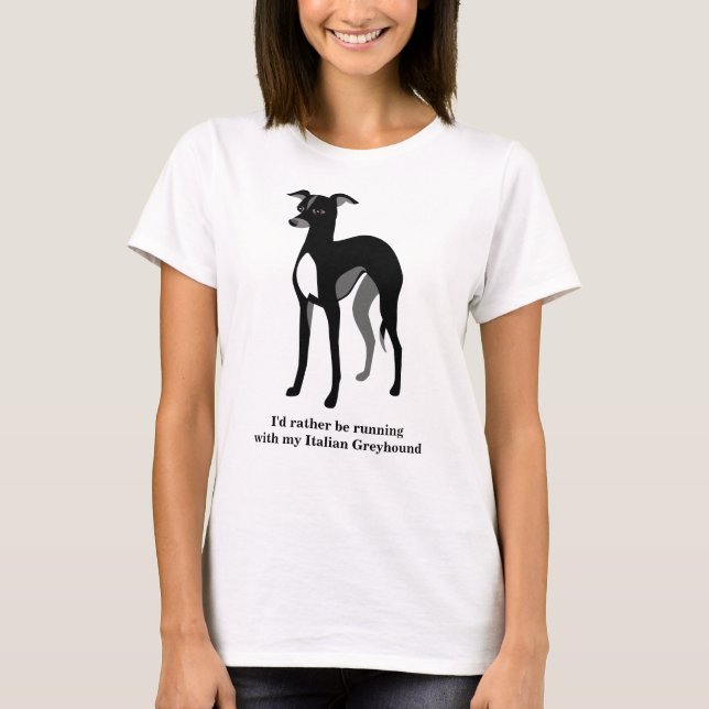 Camiseta Texto Personalizado de Greyhound Italiano Preto (Frente)