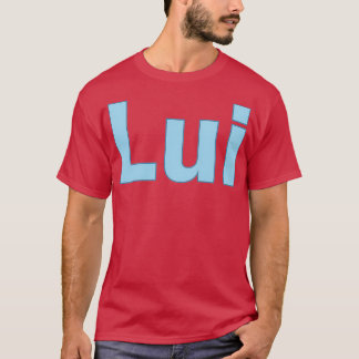 Camiseta Texto personalizado de inscrição de nome azul Lui