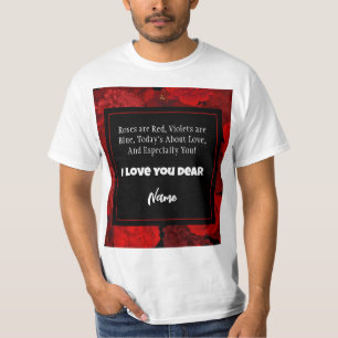 Camiseta Texto Personalizado de Quadro Floral Vermelho dia