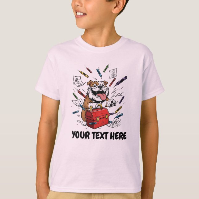 Camiseta Texto Personalizado de Volta às Aulas e Cachorro F (Frente)