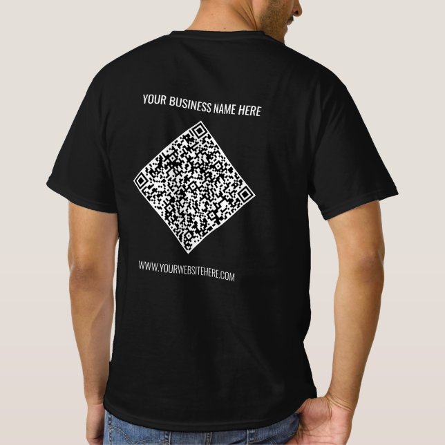 Camiseta Texto Personalizado do Código QR da Sua Empresa (Verso)