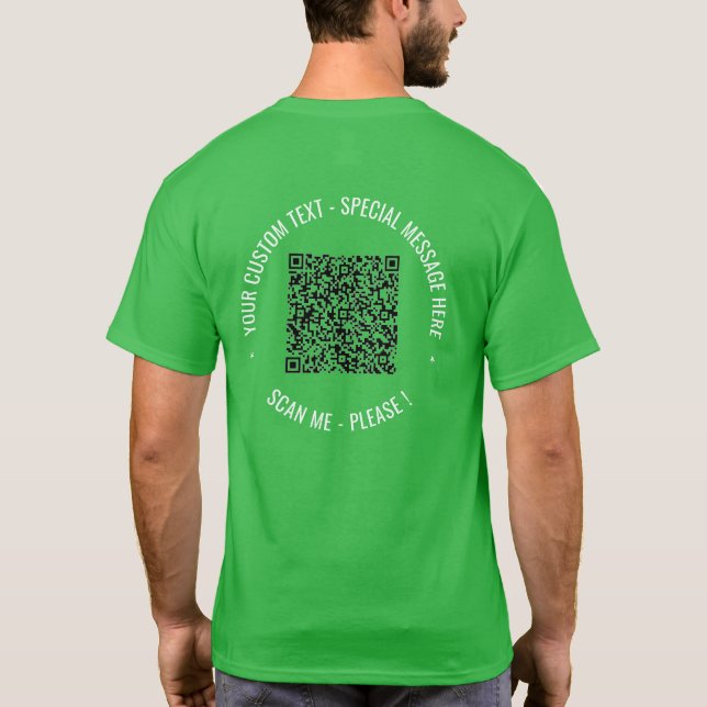 Camiseta Texto personalizado do código QR e Promocional T-S (Verso)