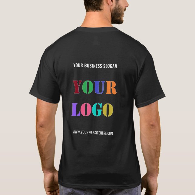 Camiseta Texto personalizado do logotipo da empresa Website (Verso)