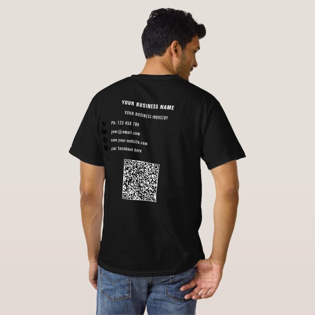 Camiseta Texto personalizado do logotipo da sua empresa e C (Parte Traseira Completa)