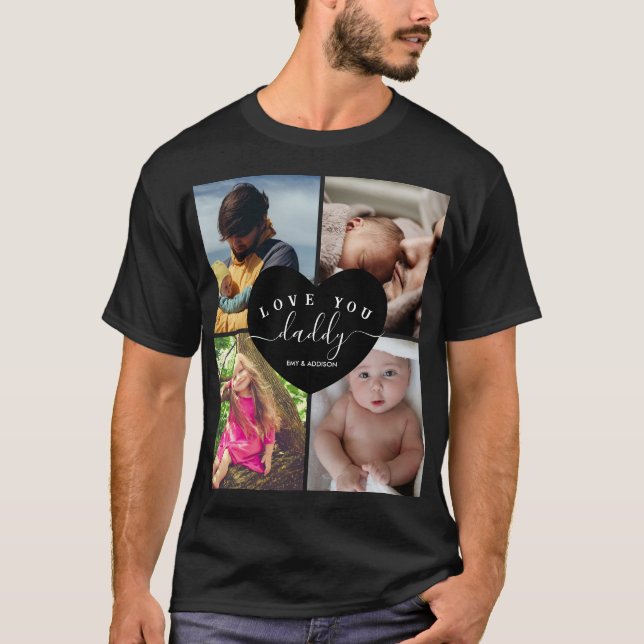 Camiseta Texto Personalizado do Melhor Pai de Colagem de Fo (Frente)