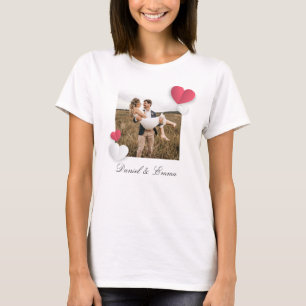Camiseta Texto Personalizado do Nome de Foto de Casais Pers