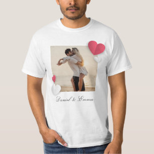 Camiseta Texto Personalizado do Nome de Foto de Casais Pers