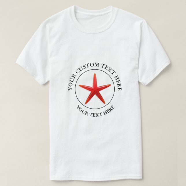 Camiseta Texto Personalizado do Oceano Starfish (Frente do Design)