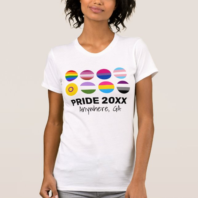 Camiseta Texto Personalizado do Orgulho de Unidade LGBTQ+ (Frente)