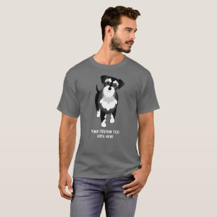 Camiseta Texto personalizado do Schnauzer Preto e Prateado