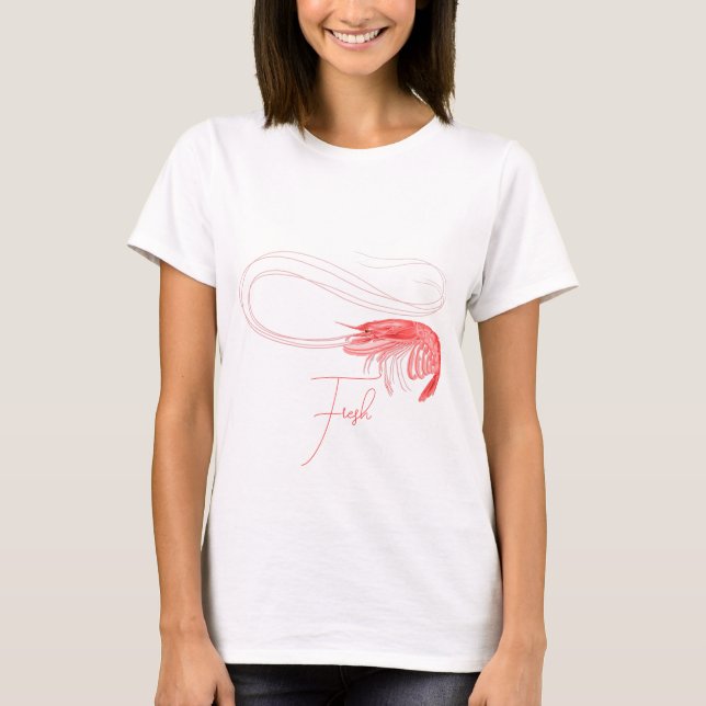 Camiseta Texto Personalizado do Shrimp Rosa (Frente)