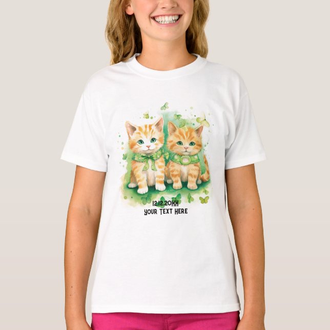 Camiseta Texto personalizado do Twin Cats (Frente)