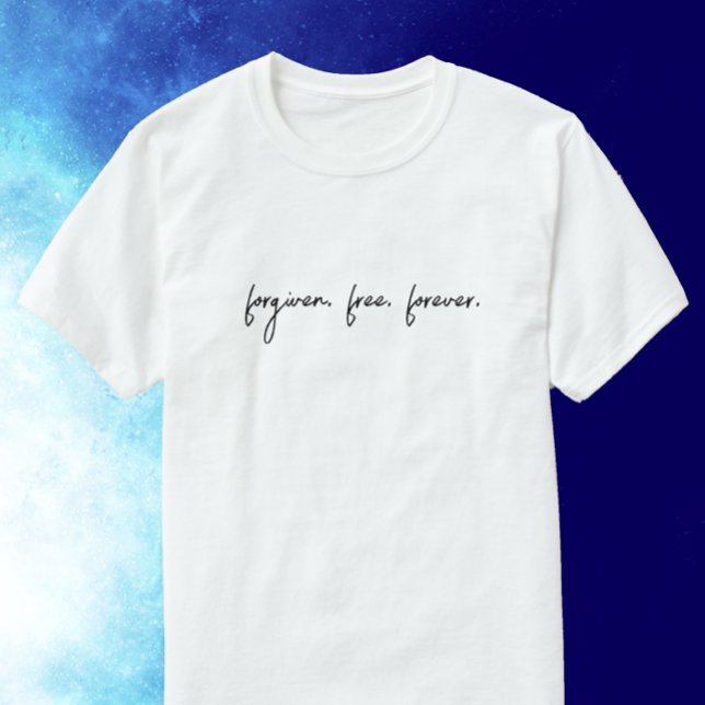 Camiseta Texto Personalizado Fordado Script Moderno Present (Custom Inspirational quote modern trendy text. Editable forgiven faith gift T-shirt.
)