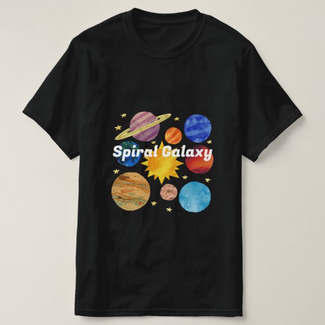 Camiseta Texto personalizado Galáxia espiral l Gráfico colo (Frente do Design)