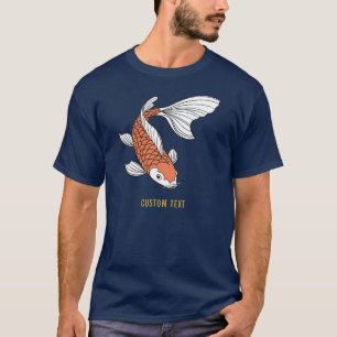 Camiseta Texto Personalizado & Marca de Peixe Dourado Azul