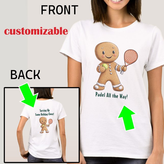 Camiseta 🎾 🎄 Texto personalizado, Natal baseado em Padel (Custom text, Padel Powered Christmas T-Shirt)