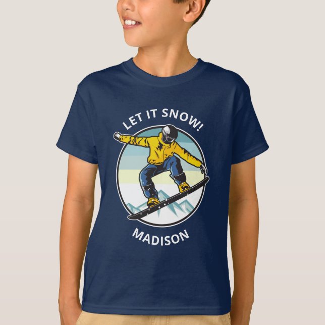 Camiseta Texto personalizado & nome vestuário SNOWBOARDER (Frente)