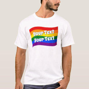 Camiseta Texto personalizado Orgulho gay do Sinalizador Arc