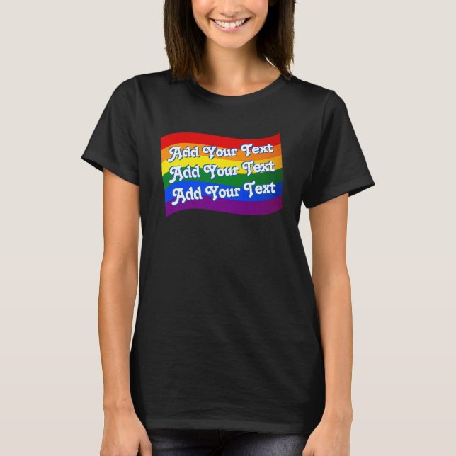 Camiseta Texto personalizado Orgulho gay do Sinalizador Arc (Frente)