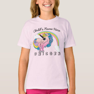 Camiseta Texto Personalizado/ Pastel Unicorn Bonito Nuvens