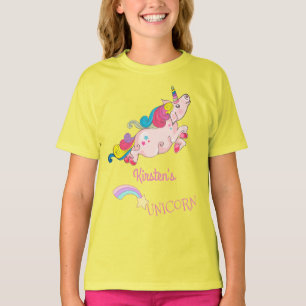 Camiseta Texto Personalizado/ Rainbow Kawaii Colorido Unicó