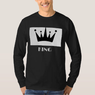 Camiseta Texto Personalizado Rei Imagem Preta Longa Folga