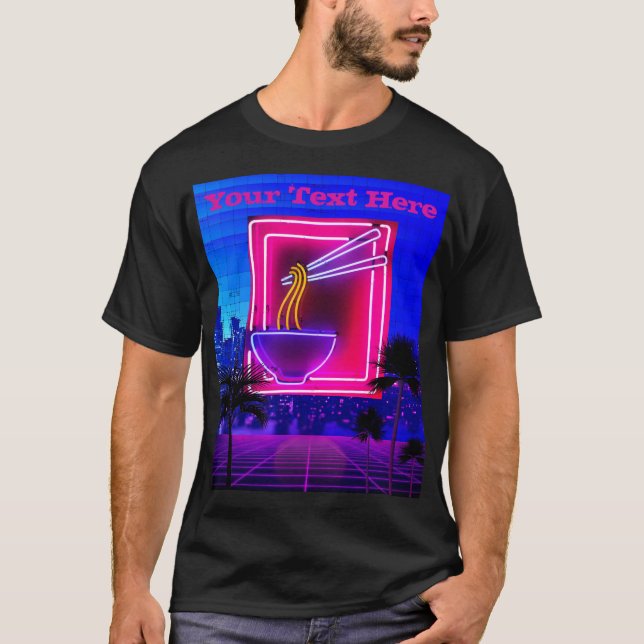 Camiseta Texto personalizado Retro de Noodles Vaporwave Neo (Frente)