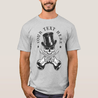 Camiseta Texto Personalizado, Rock & Roll Skull com Guitarr