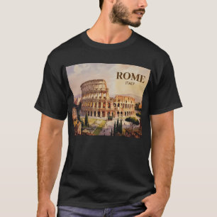 Camiseta Texto Personalizado Roma Itália Coliseu Aquarela R