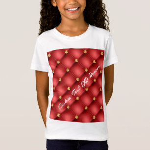 Camiseta Texto Personalizado T-Shirt Vermelho Dourado Diama