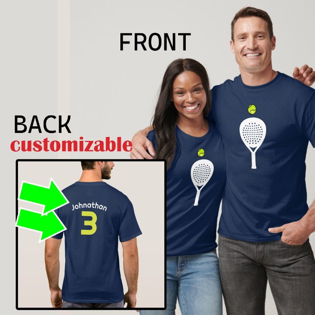 Camiseta Texto personalizado, Teto Real Padel Player (Unisex,  print on both sides Custom text, Real Padel Player Tee)