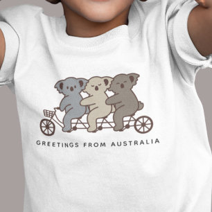 Camiseta Texto Personalizado Três Koalas Andando Tandem