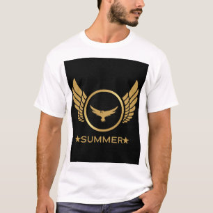 Camiseta Texto Personalizado Verão Vibrações Águia Dourada