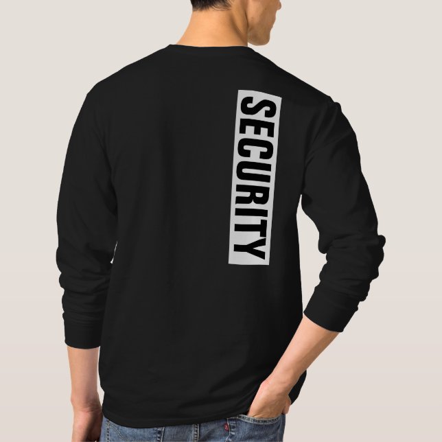 Camiseta Texto personalizável significa segurança em preto  (Verso)