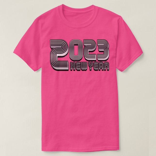 Camiseta Texto Prateado do Ano Novo 2023 (Frente do Design)