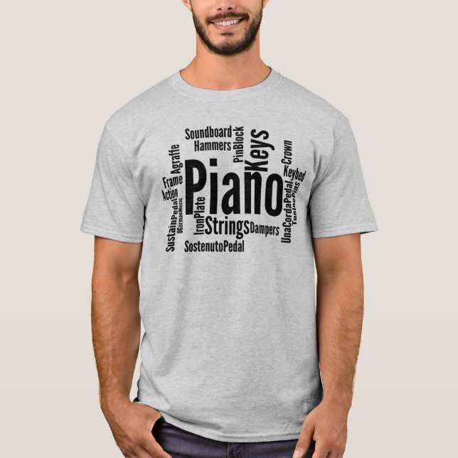 Camiseta Texto Preto da Nuvem do Piano (Frente)