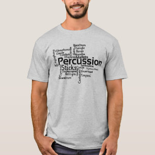 Camiseta Texto Preto da Nuvem do Word em Percussão