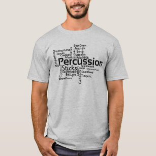 Camiseta Texto Preto da Nuvem do Word em Percussão