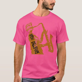 Camiseta Texto Preto do Jogador Saxofone de Nova Orleans