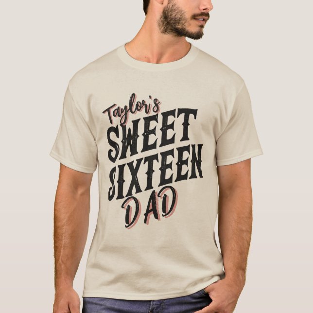 Camiseta Texto Preto e Rosa Moderno de 16 Pais (Frente)